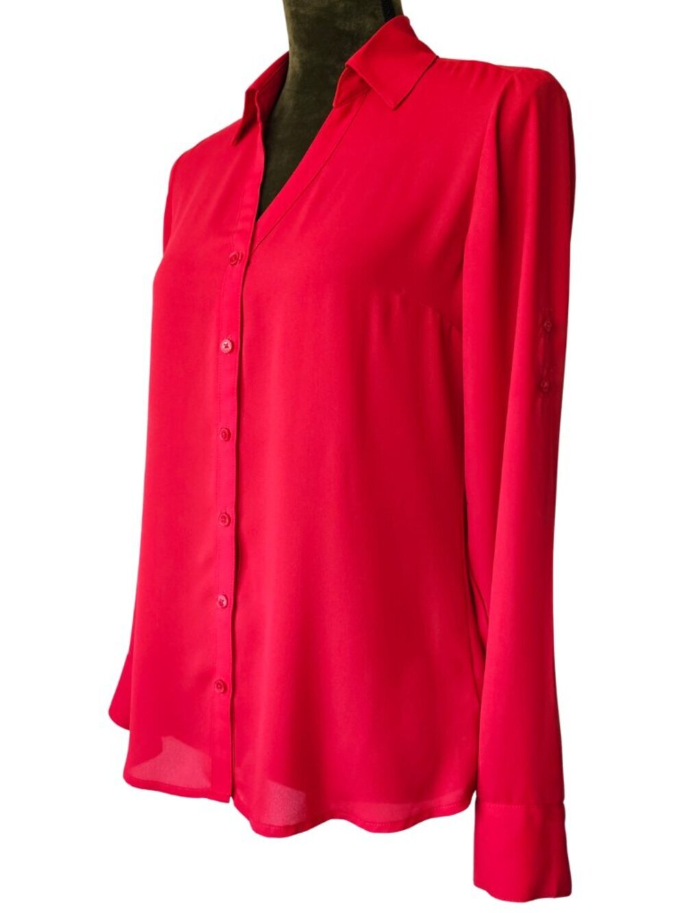 ✨Like New✨ Express Slim Button Down Portofino Shirt, Red, Size S - Picture 4 of 7